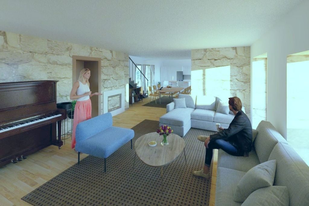 infografía vivienda unifamiliar interior