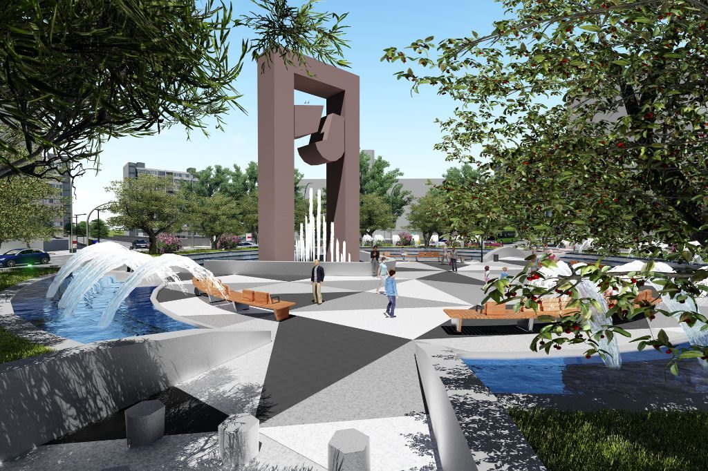 Render fuentes Plaza América