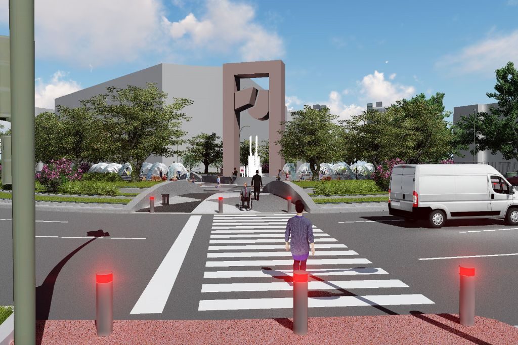 Render paso de peatones Plaza América