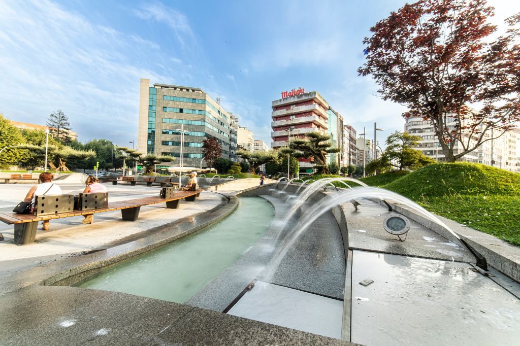 Plaza América fuente chorros